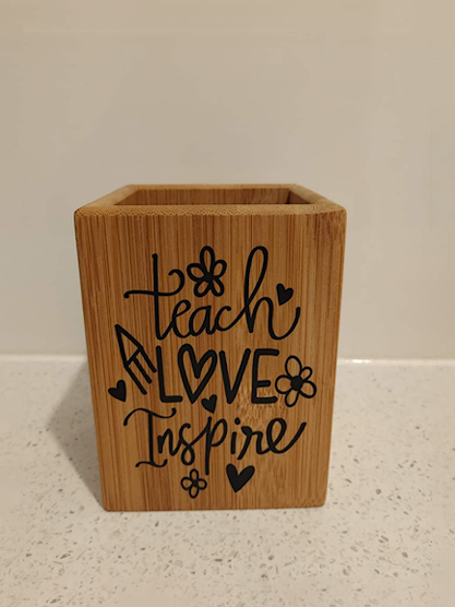 Inkspired Bamboo Pen Holder - Personalized Table Wooden Decoration