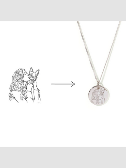 Round Illustration Pendant Necklace - Unisex Personalized Necklace